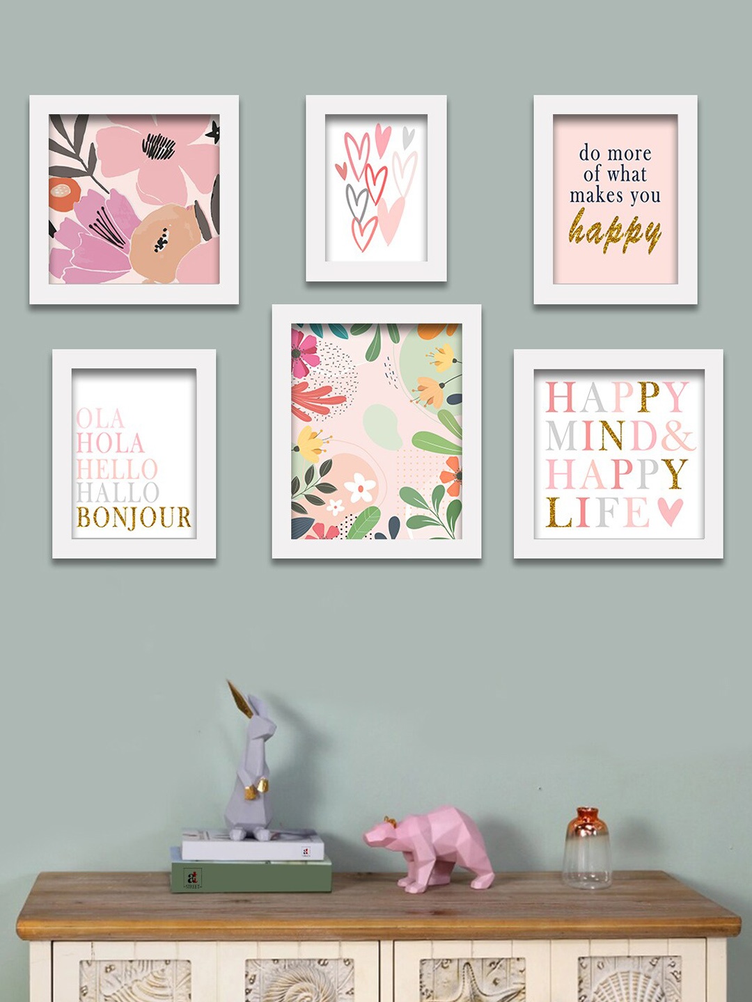 

Art Street Set of 6 White & Pink Wall Paintings