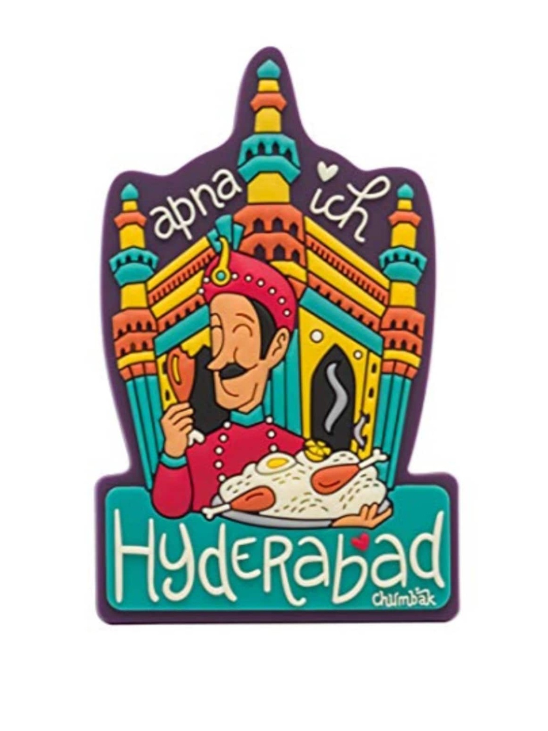 

Chumbak Green & Red Apna Ich Hyderabad Decorative Magnet