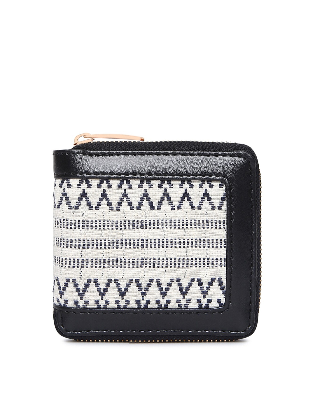 

KLEIO Jacquard Weave Zip Around Wallet, Black