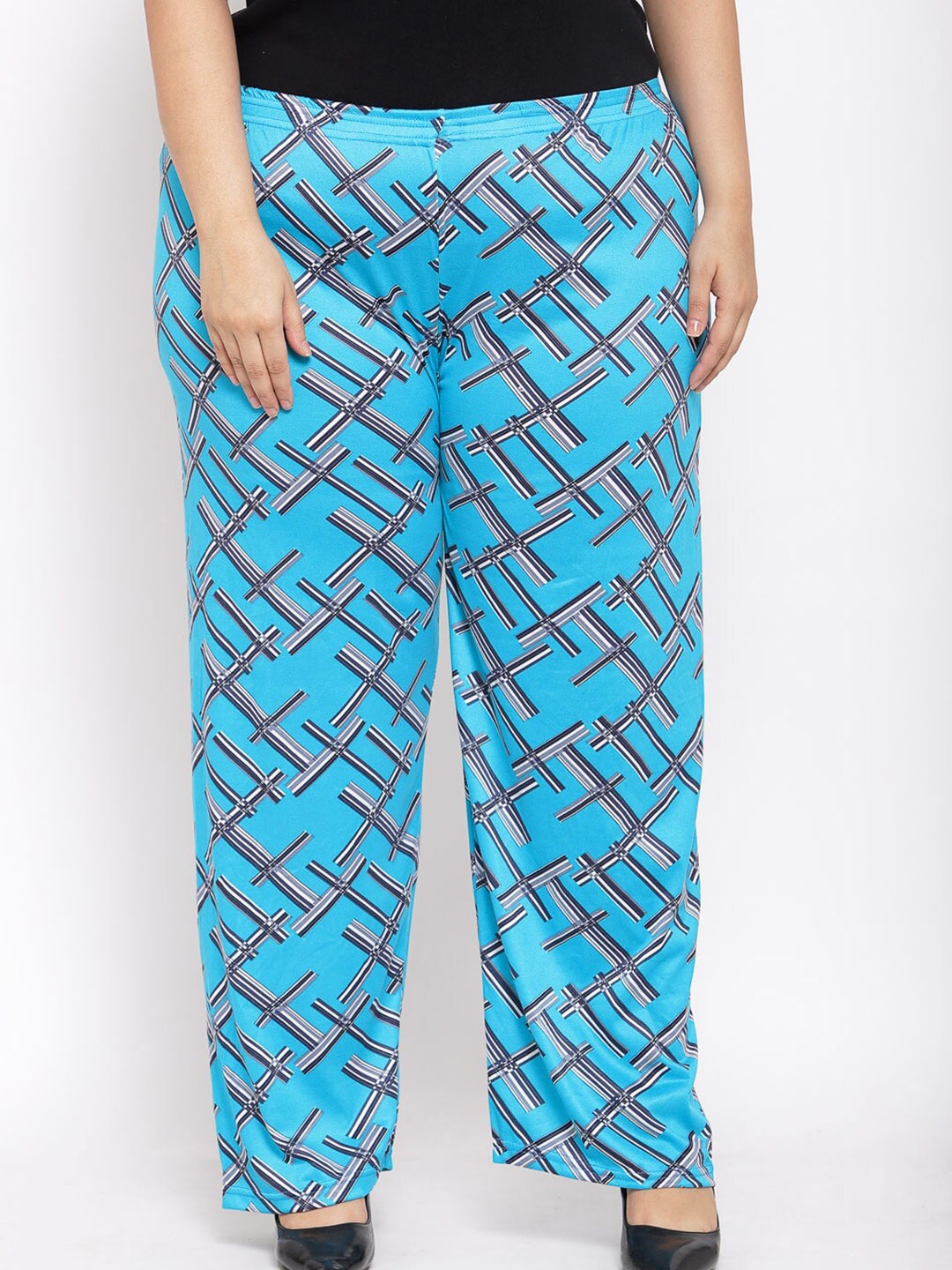 KLOTTHE Women Blue & White Printed Palazzos