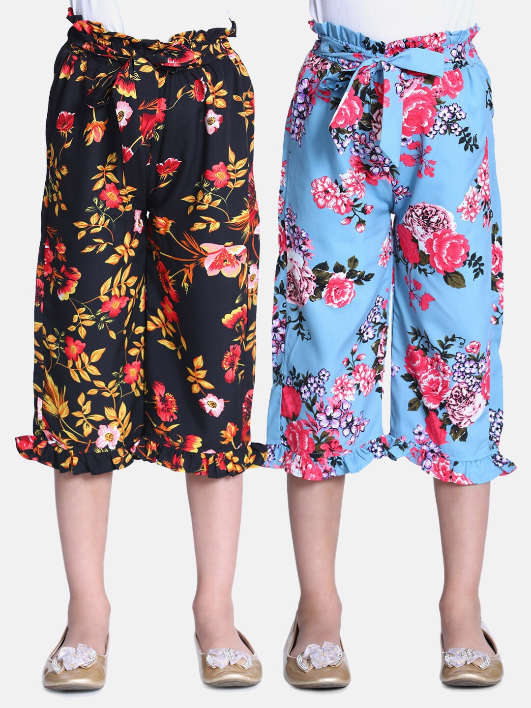 

Cutiekins Girls Black & Blue Set of 2 Printed Capris