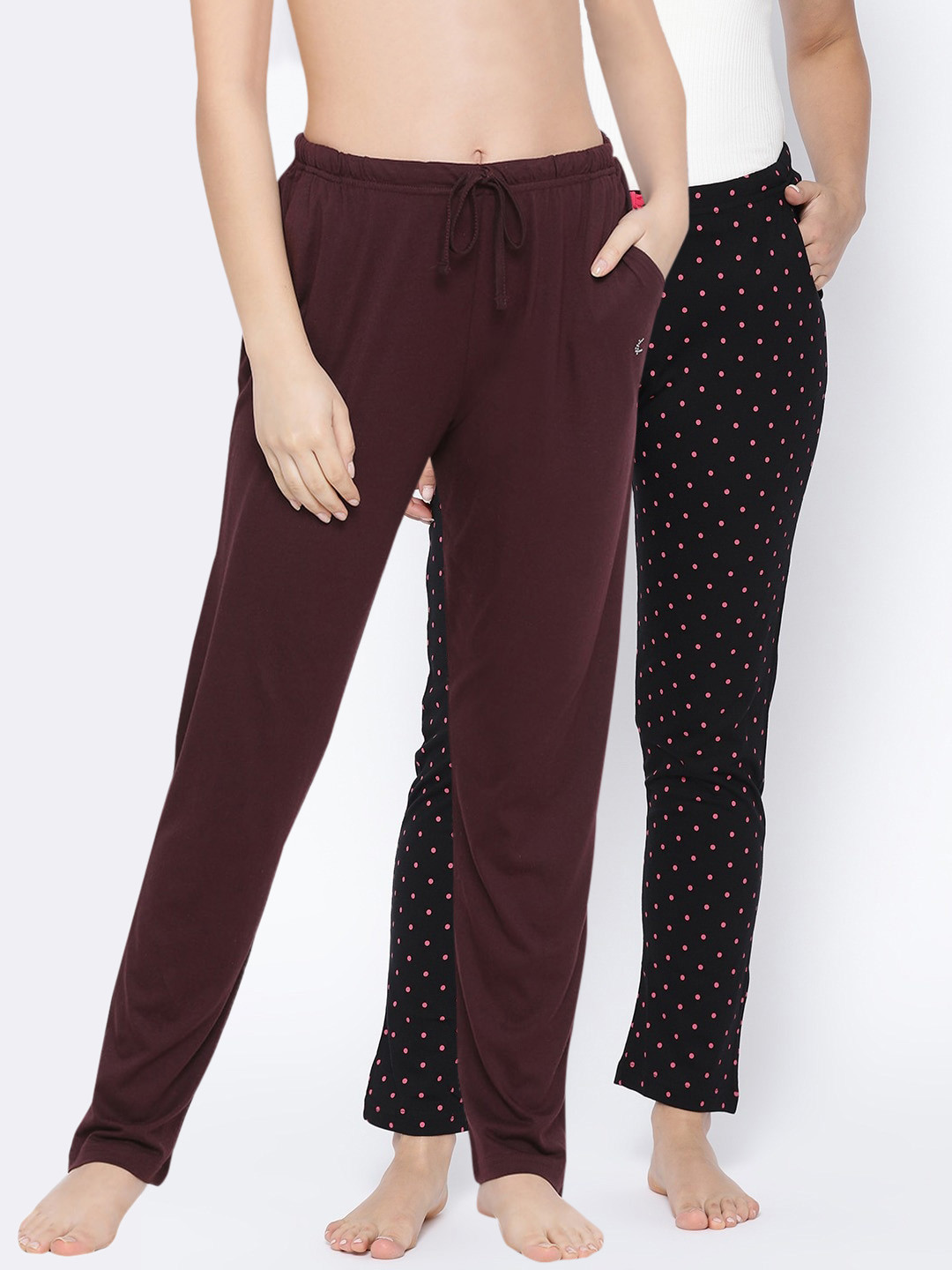 

Kanvin Women Pack Of 2 Pure Cotton Lounge Pants, Brown
