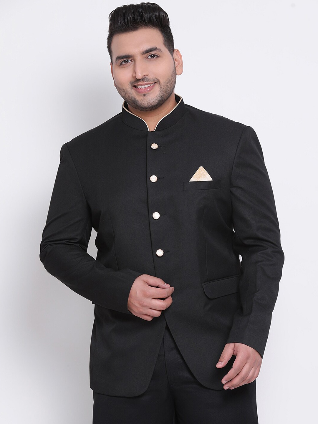 

Hangup Men Black Solid Bandhgala Blazer