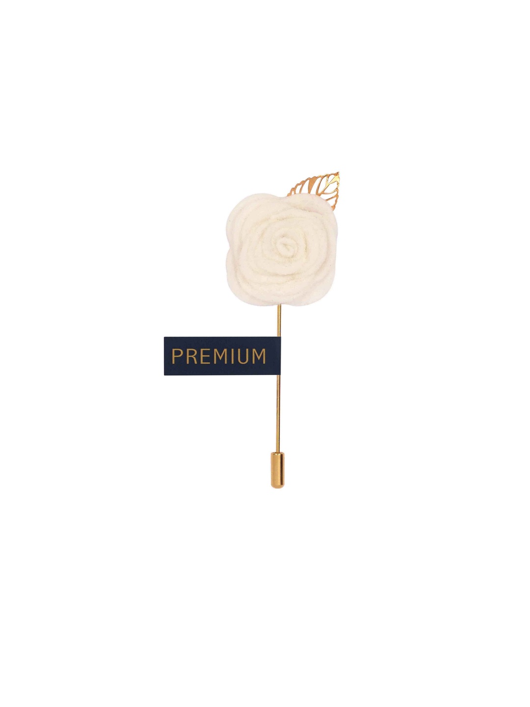 

PELUCHE Men White & Gold-Toned Velvet Floral Brooch Lapel Pin