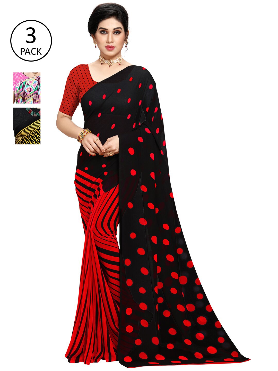 

KALINI Multi Pack of 3 Printed Saree