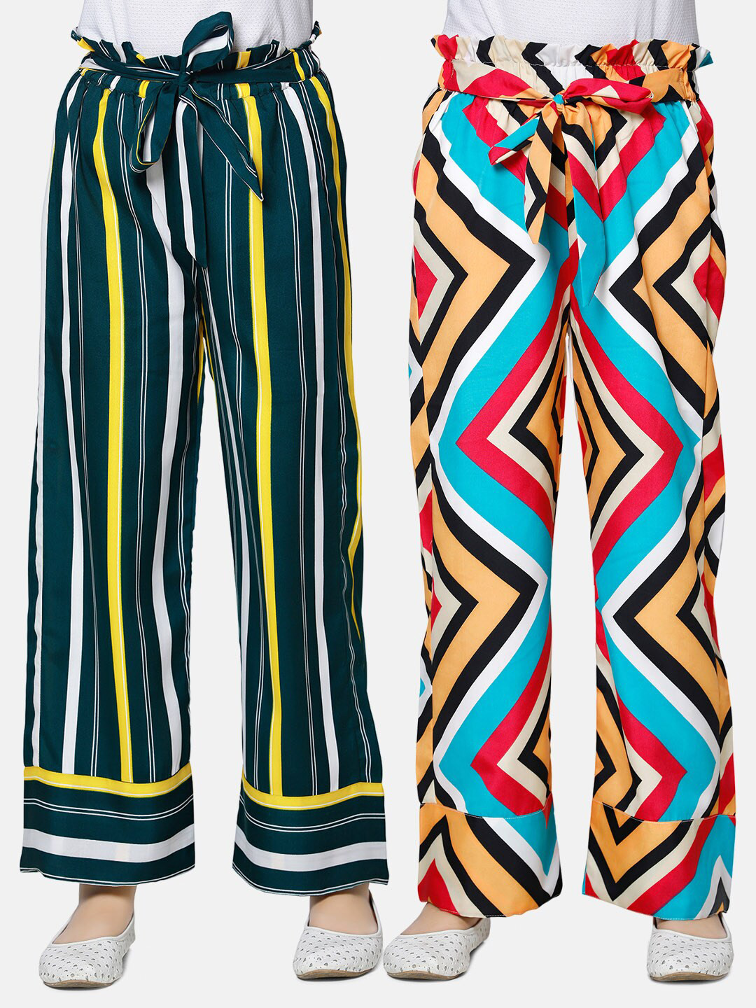 

Cutiekins Girls Green & Blue 2 Printed Knitted Palazzos
