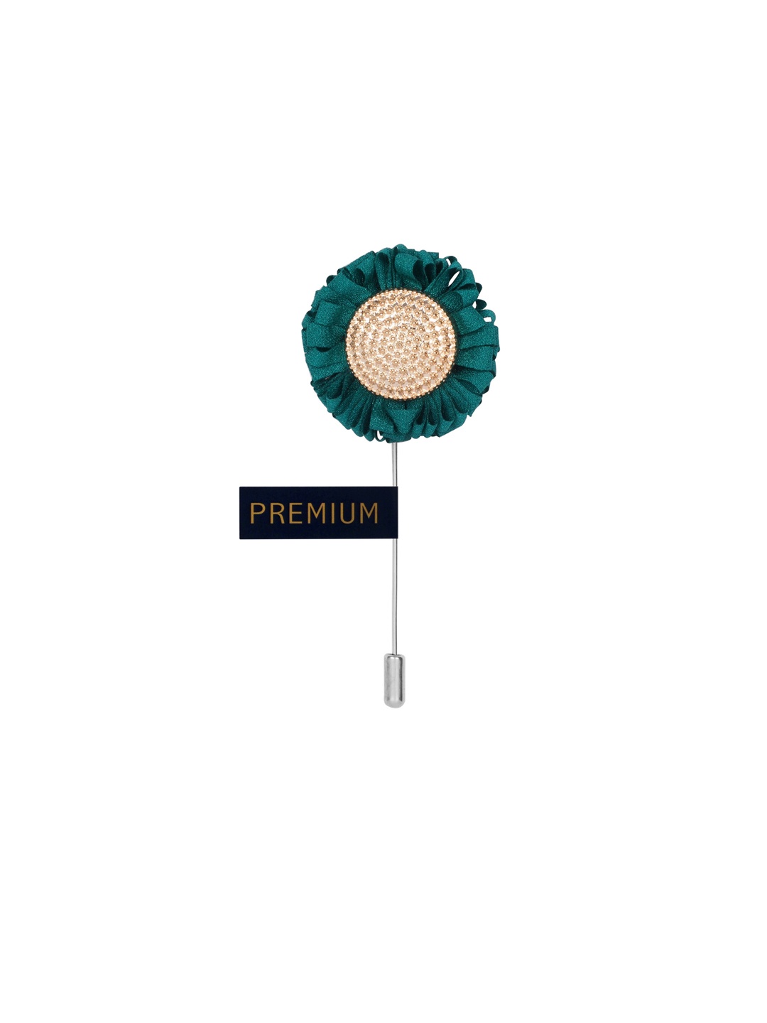 

PELUCHE Men Teal Blue & Silver-Coloured Sun Flower Shaped Brooch Lapel Pin