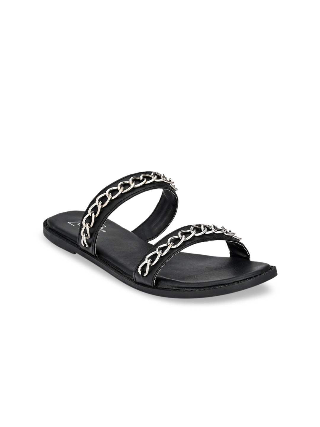 

Zebba Women Black Embellished Open Toe Flats