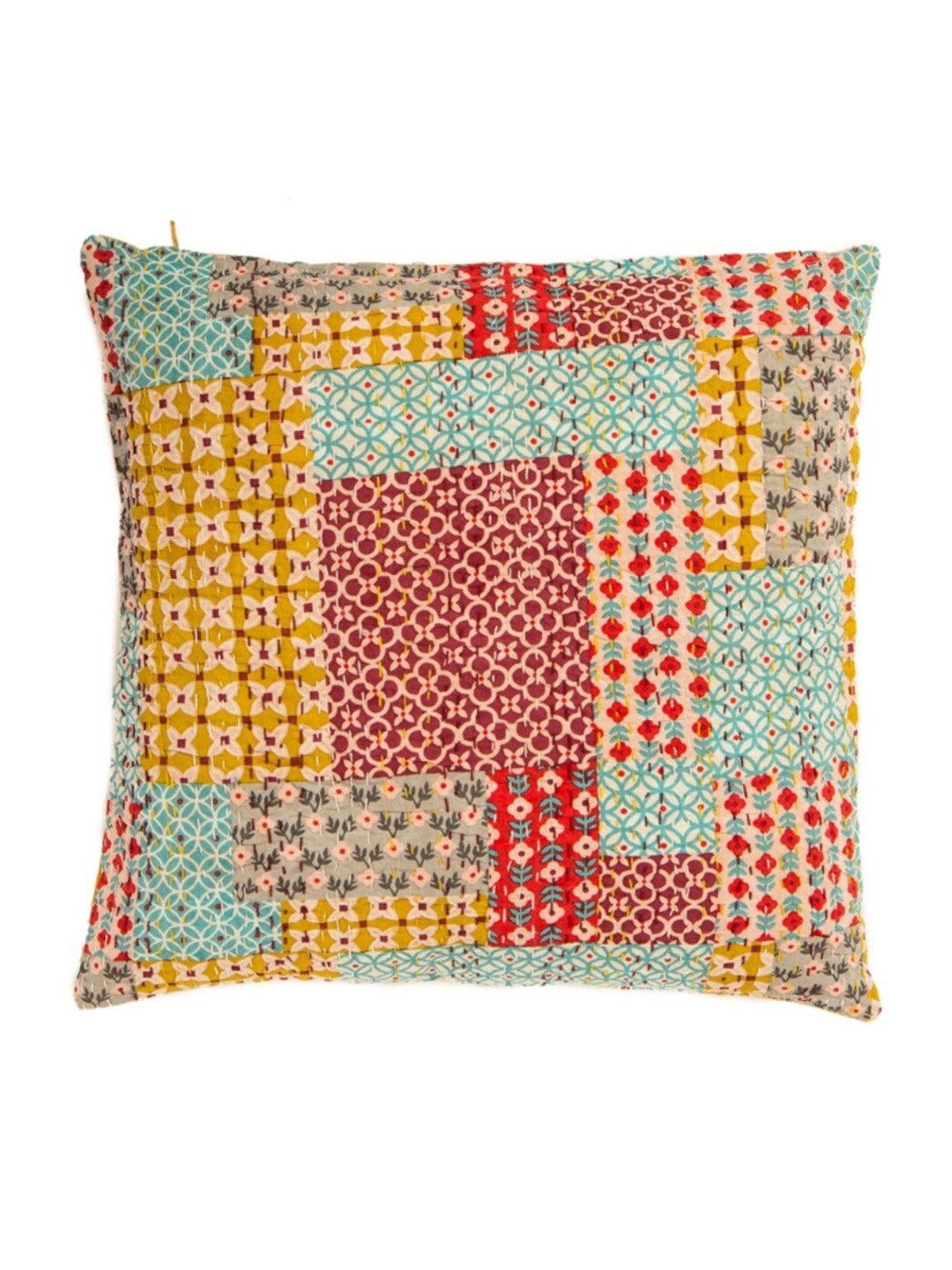 

Chumbak Red & Yellow Geometric Square Cushion Cover