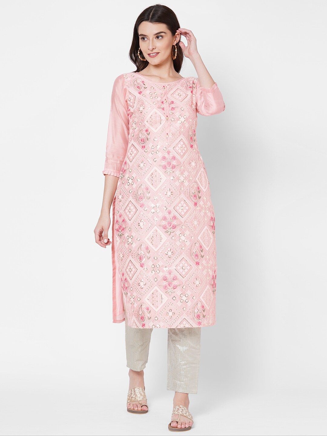 

FASHOR Women Pink Ethnic Motifs Kurta