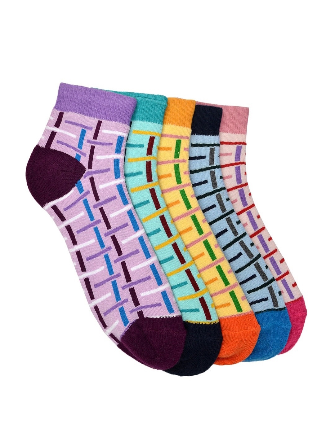 

MARC Women Pack Of 5 Assorted Ankle-Length Cotton Socks