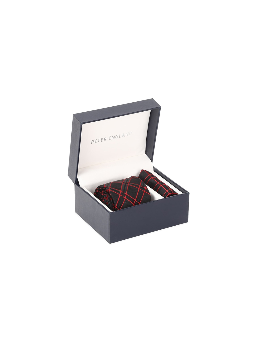

Peter England Men Black & Red Checked Accessory Gift Set