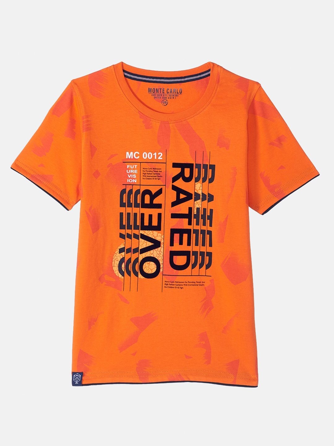 Monte Carlo Boys Orange Typography Printed T-shirt