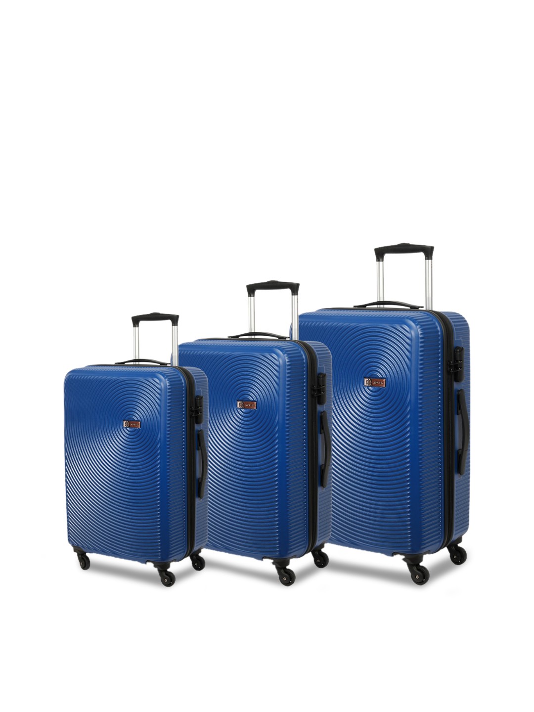

NOVEX Adult Set Of 3 Blue Textured Hard-Sided Trolley Suitcases