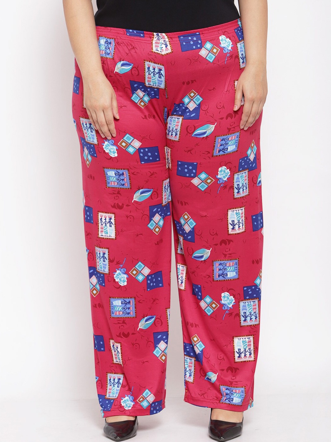

KLOTTHE Women Magenta & Blue Floral Printed Palazzos