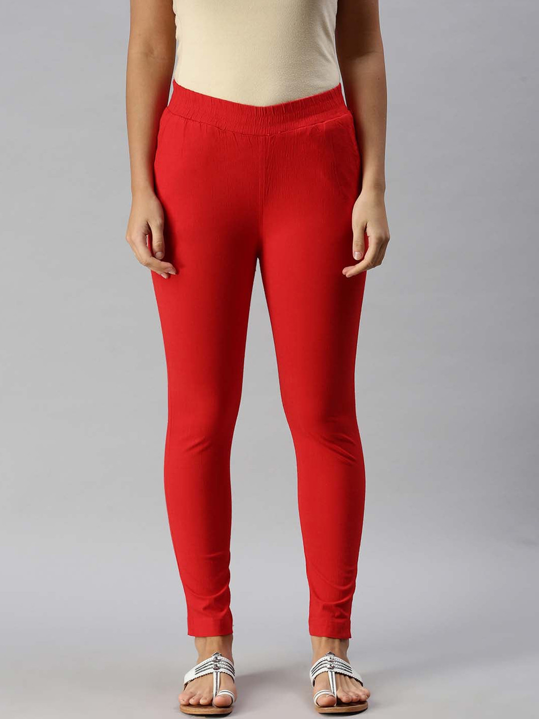 

Soch Women Red Cigarette Trousers