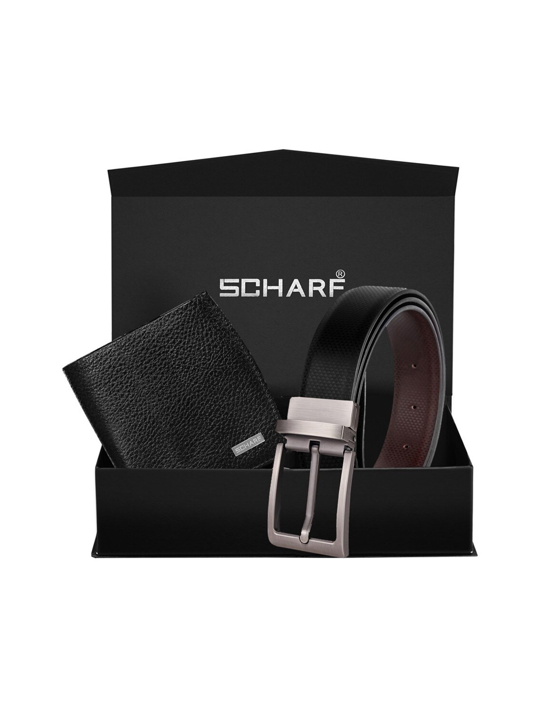 

SCHARF Men Black & Brown Textured Wallet & Belt Accessory Gift Set