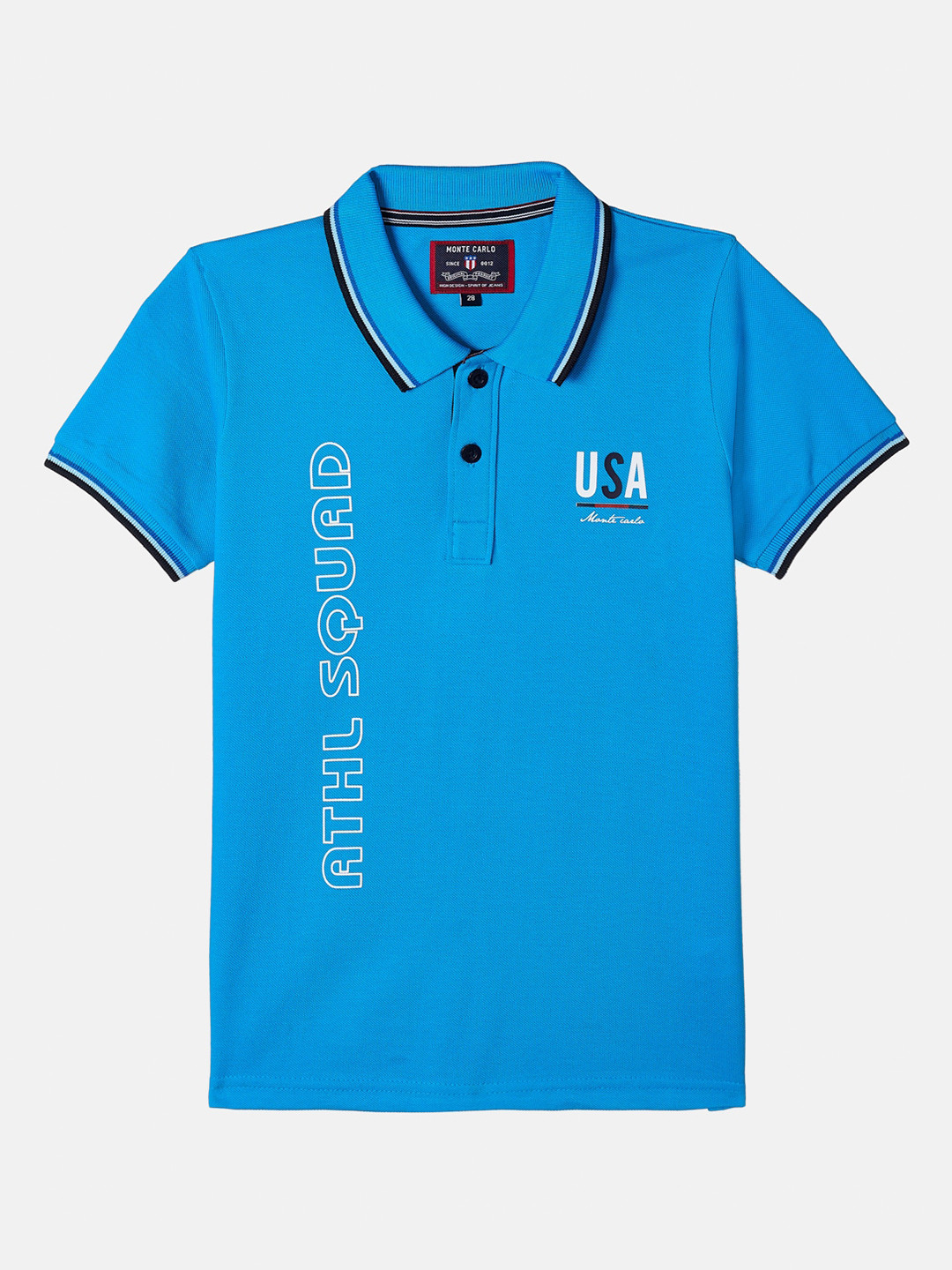 

Monte Carlo Boys Blue Printed Polo Collar T-shirt