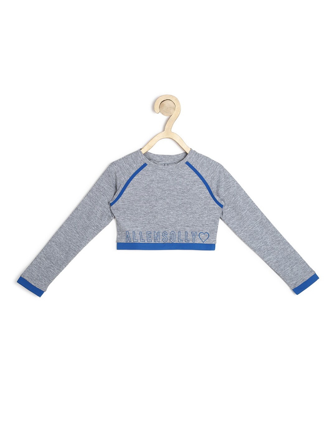 

Allen Solly Junior Girls Grey Melange & Blue Colourblocked T-shirt