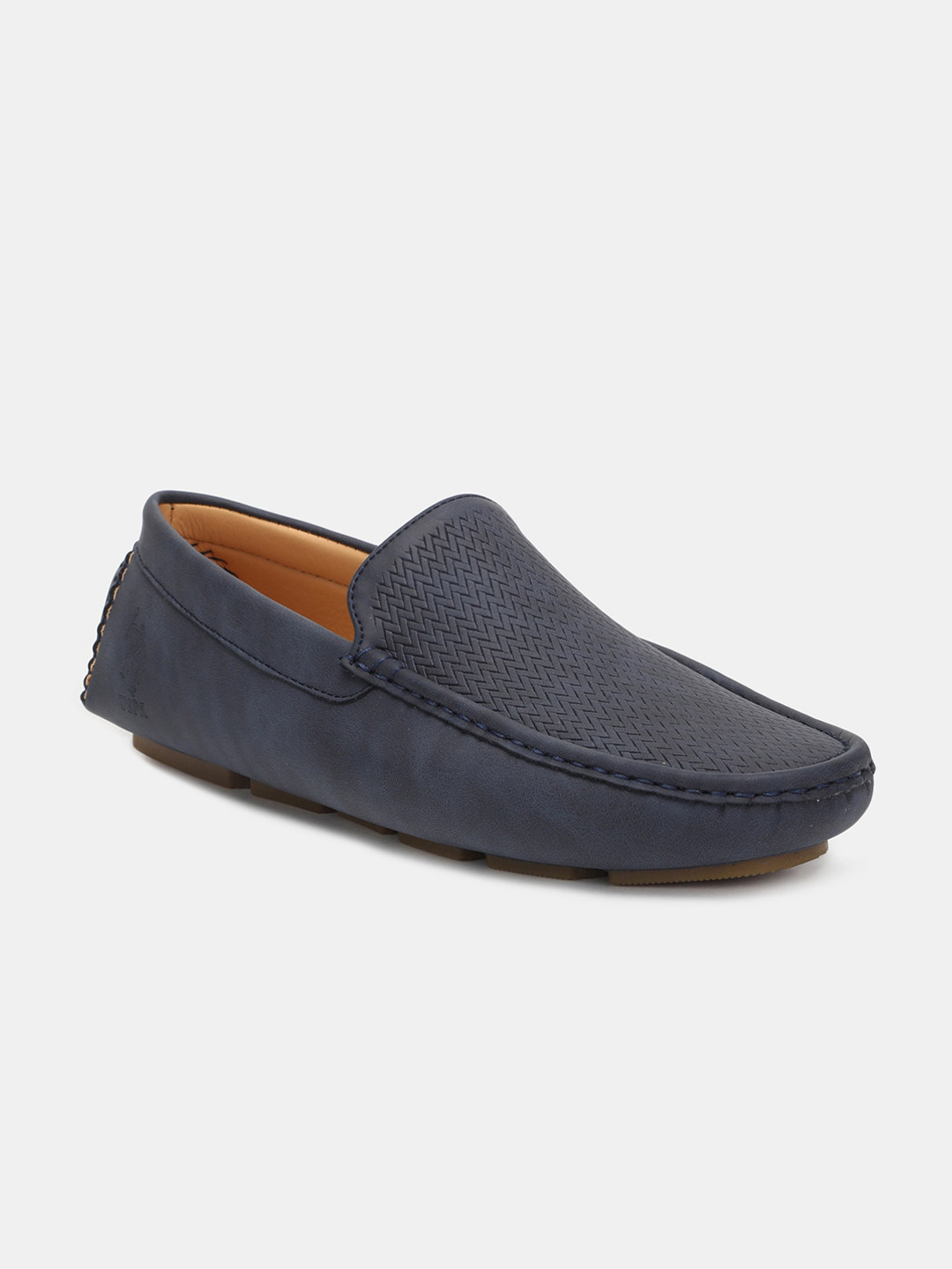 

U S Polo Assn Men Navy Blue Textured PU Driving Shoes