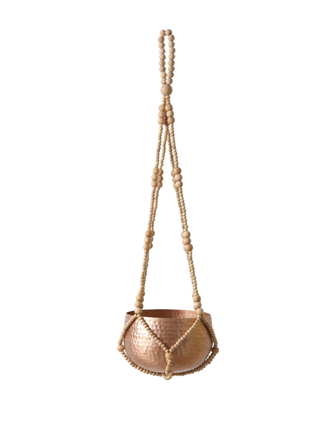 

Amoliconcepts White & Copper-Toned Handcrafted Wooden Hanging Plant Holder
