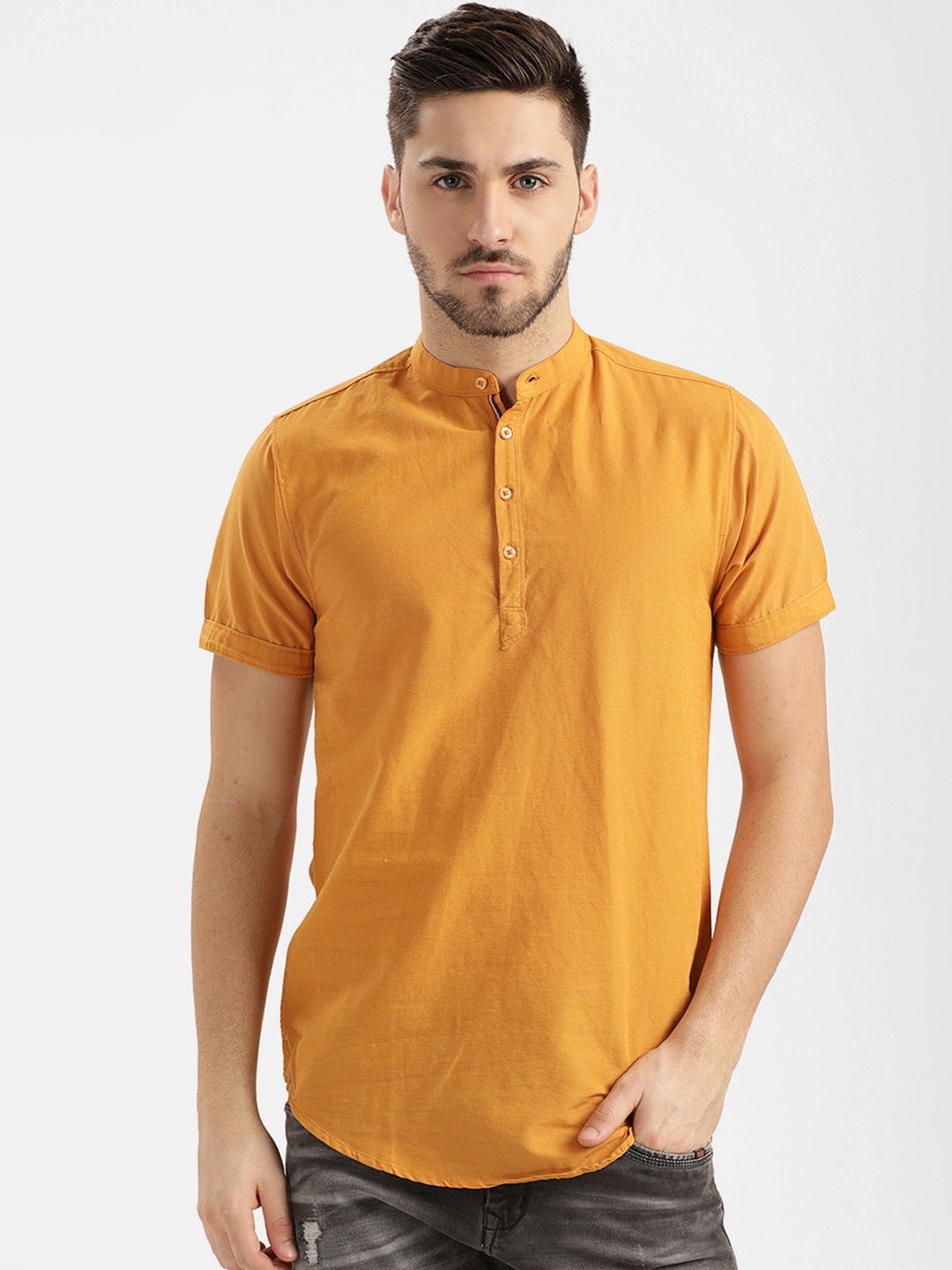 

V2 Value & Variety Men Mustard Yellow Kurta