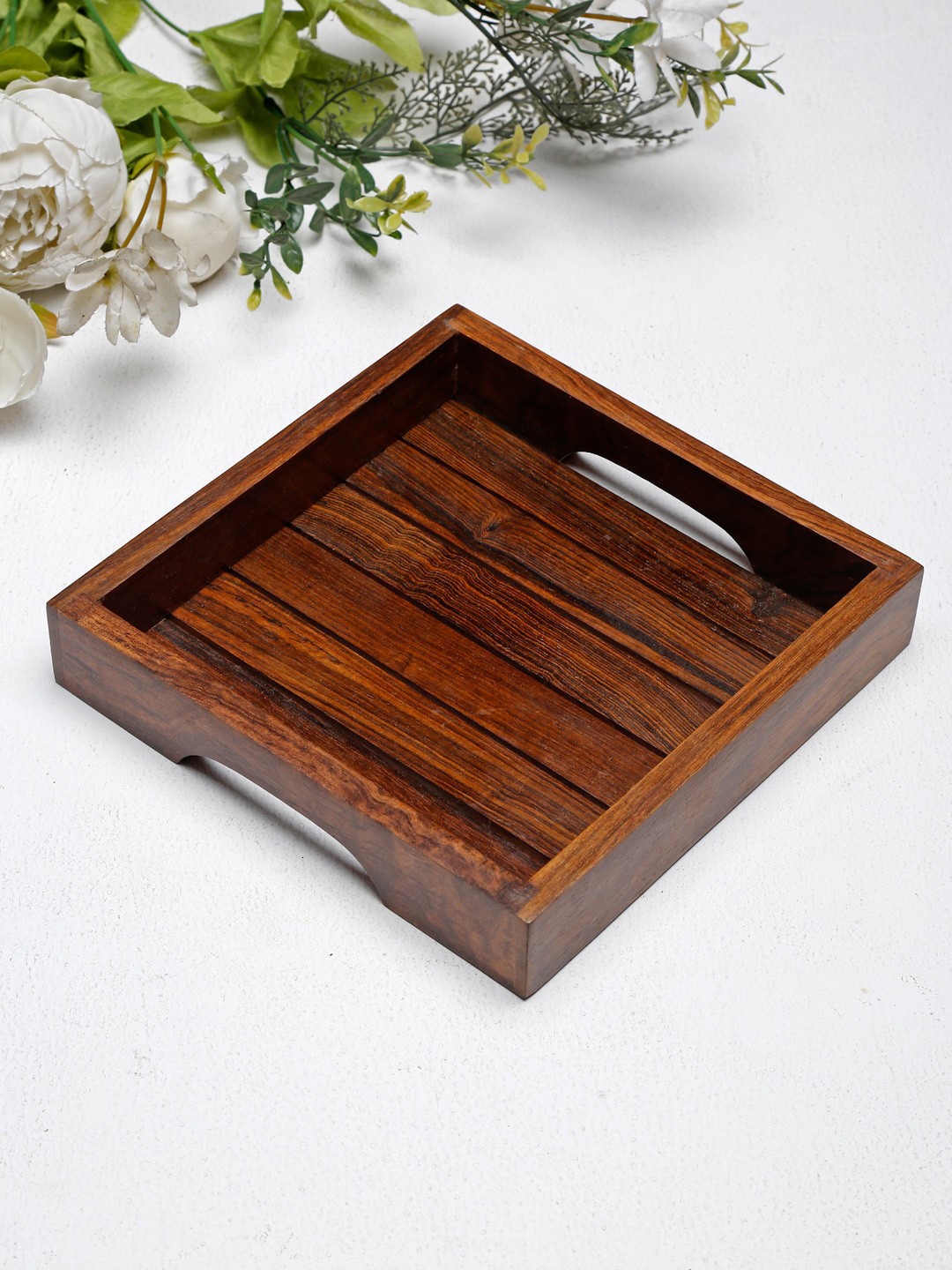 

Fabindia Brown Textured Wooden Serving Tray