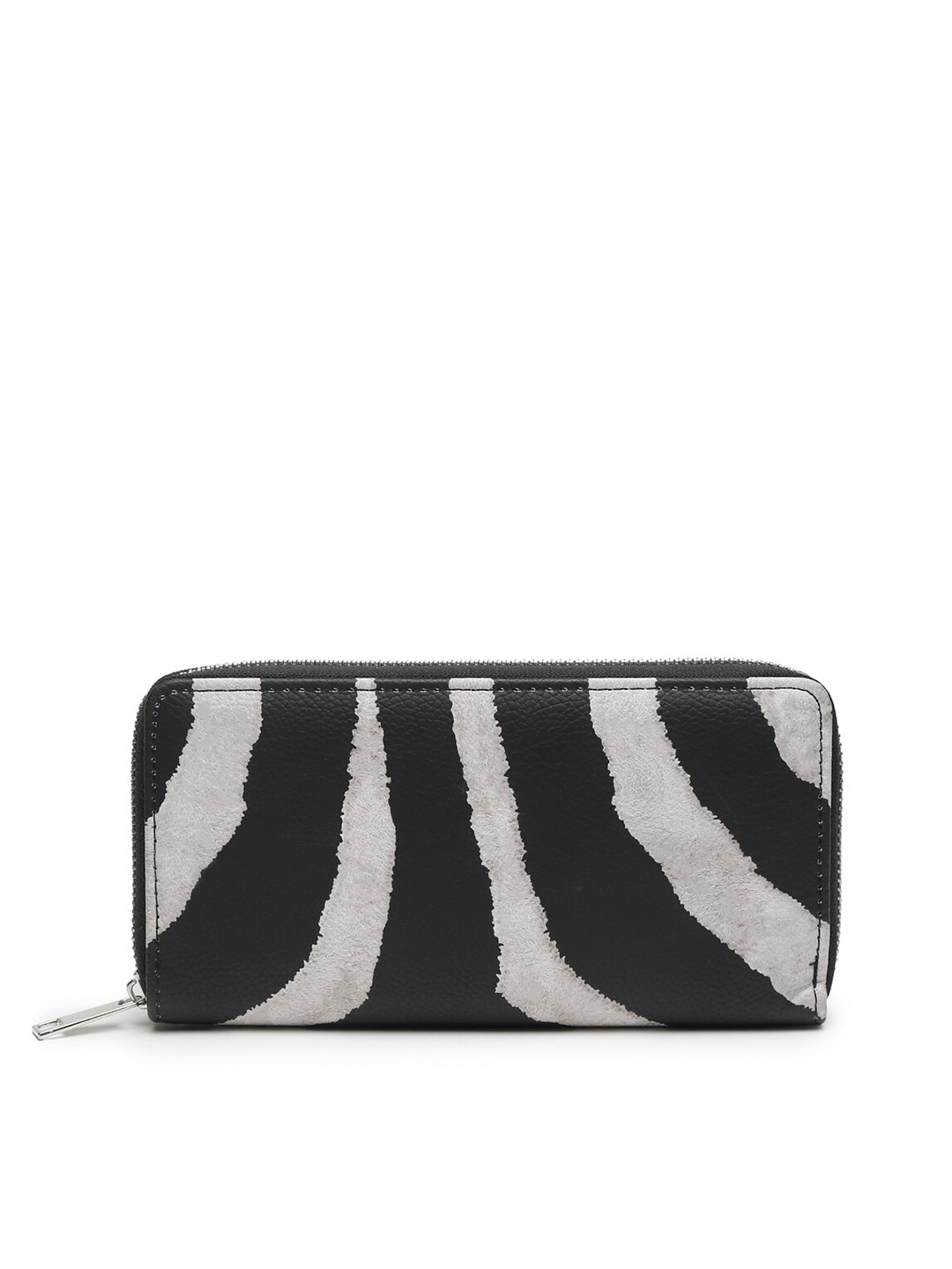 

Apsis Women Black & Grey Animal Printed Zip Detail Zip Around Wallet