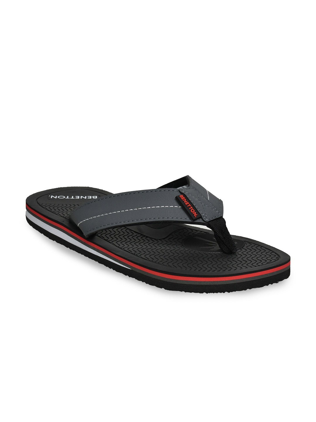 

United Colors of Benetton Men Grey & Black Thong Flip-Flops