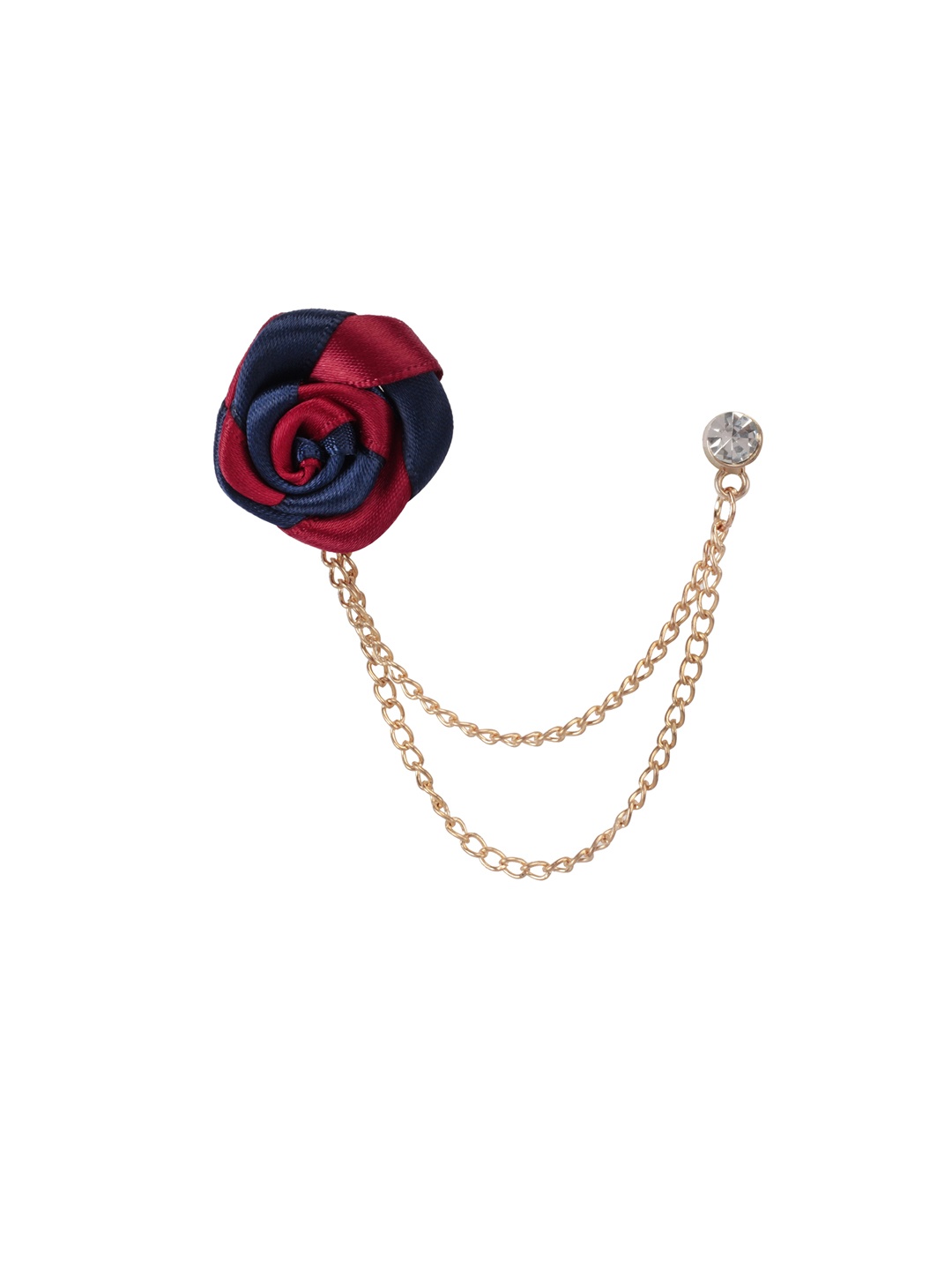 

PELUCHE Maroon & Navy Blue Stone-Studded Lapel Pin