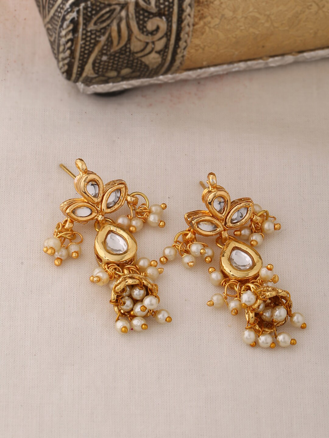 

Shoshaa Gold-Toned Contemporary Drop Earrings