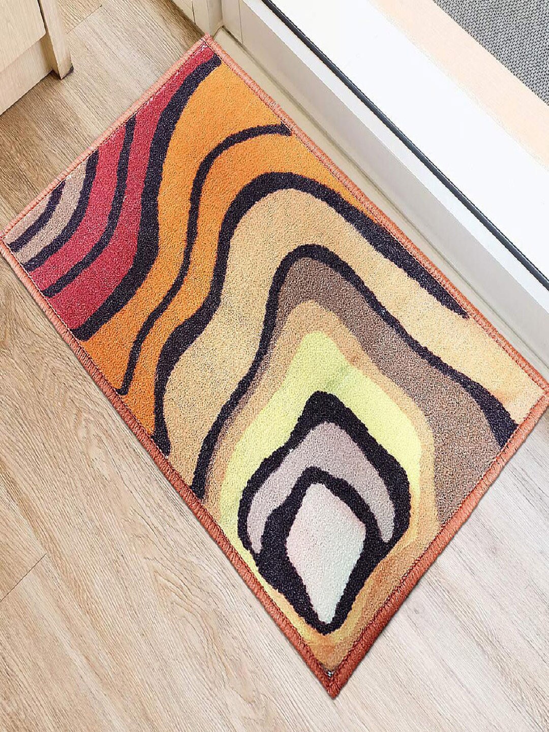 Status Orange & Red Printed Anti-Skid Doormat