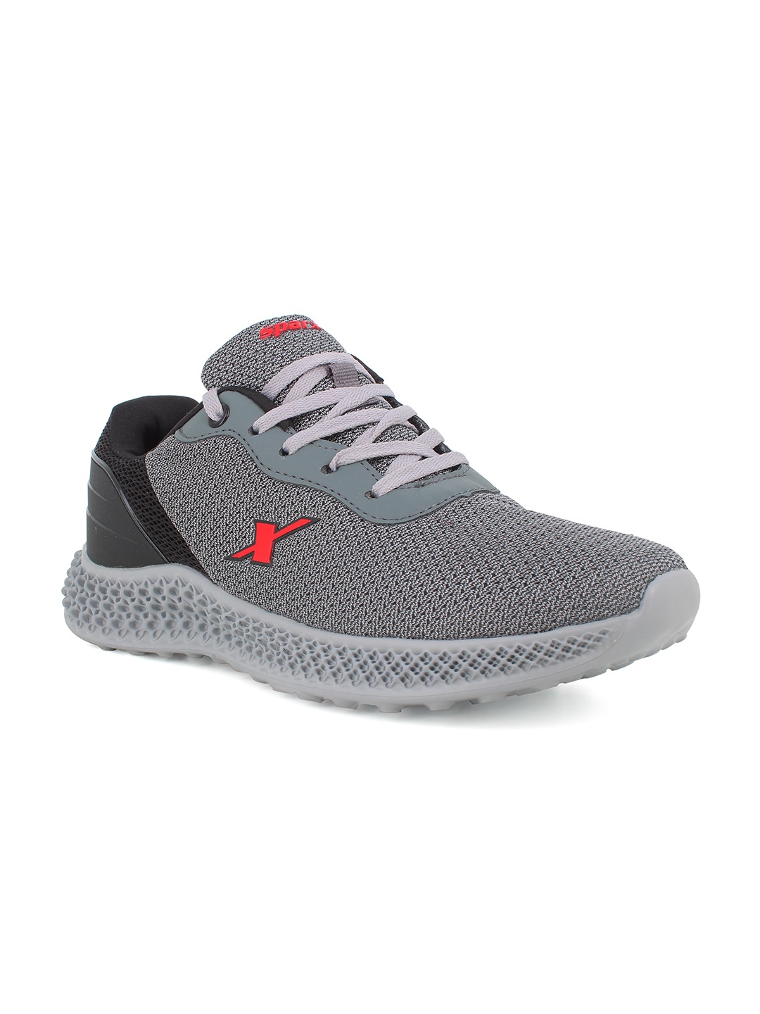 Sparx Men Grey & Black Mesh Running Non-Marking Shoes