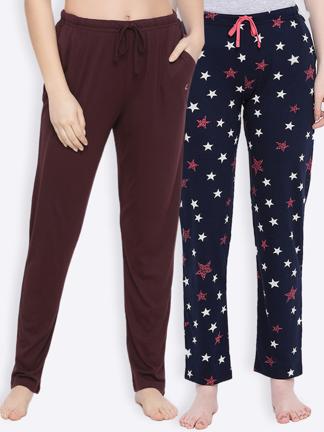 

Kanvin Women Pack Of 2 Pure Cotton Lounge Pants, Brown