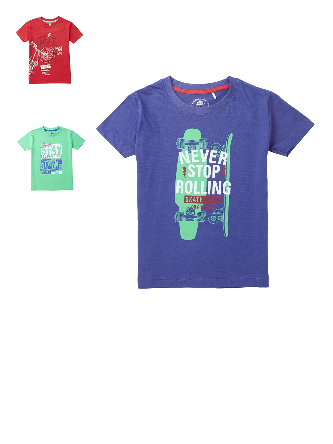 

Cub McPaws Boys Pack Of 3 Printed Cotton T-shirt, Red