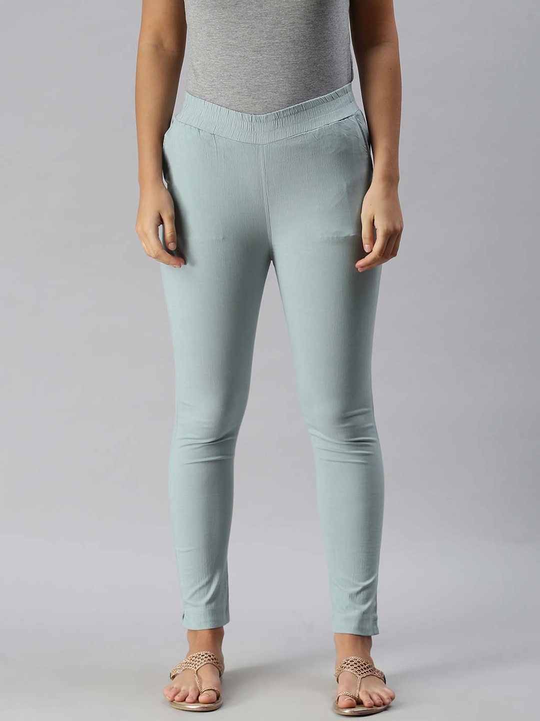 Soch Women Green Pure Crepe Regular Trousers
