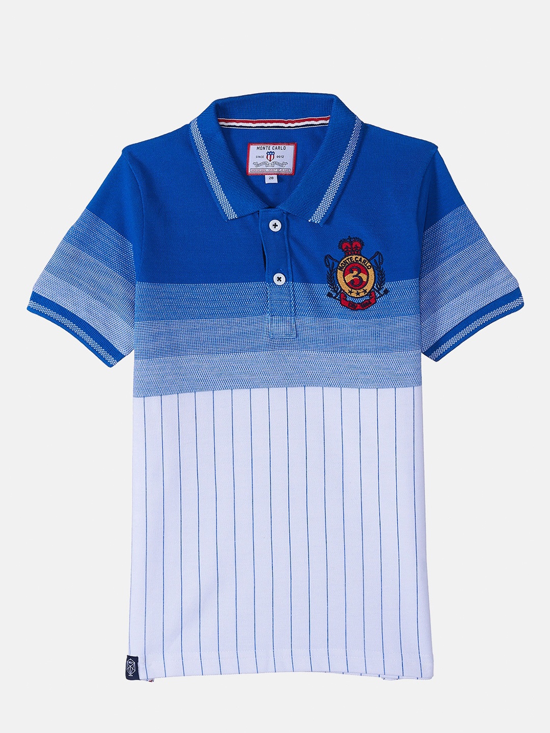 

Monte Carlo Boys Blue & White Striped Polo Collar T-shirt