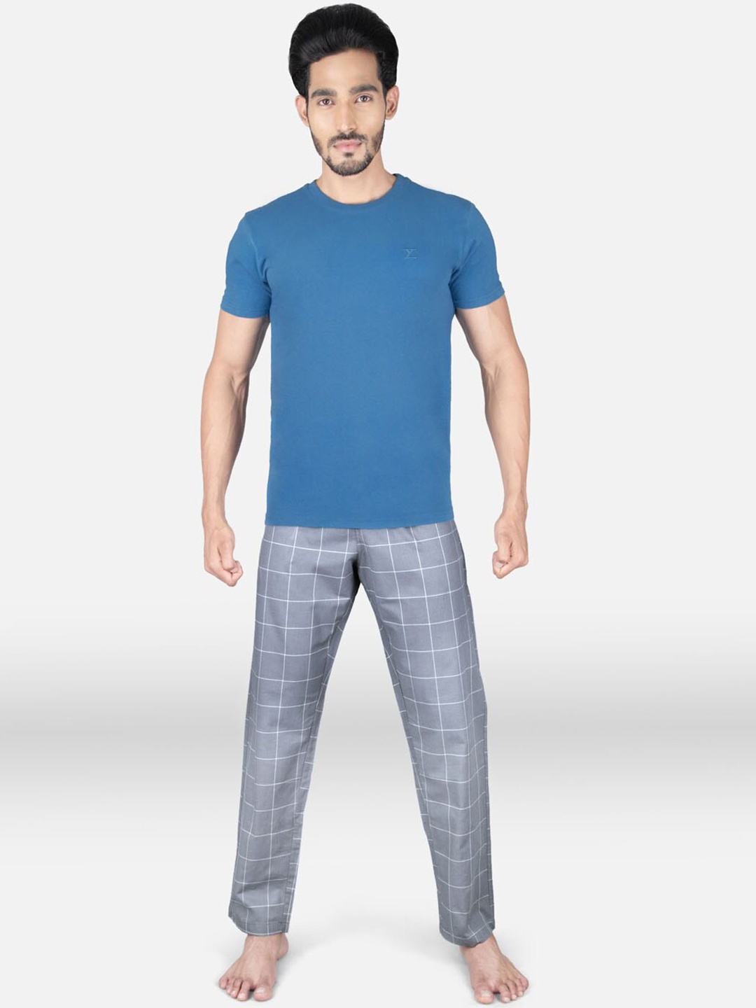 XYXX Men Blue & Grey Night suit