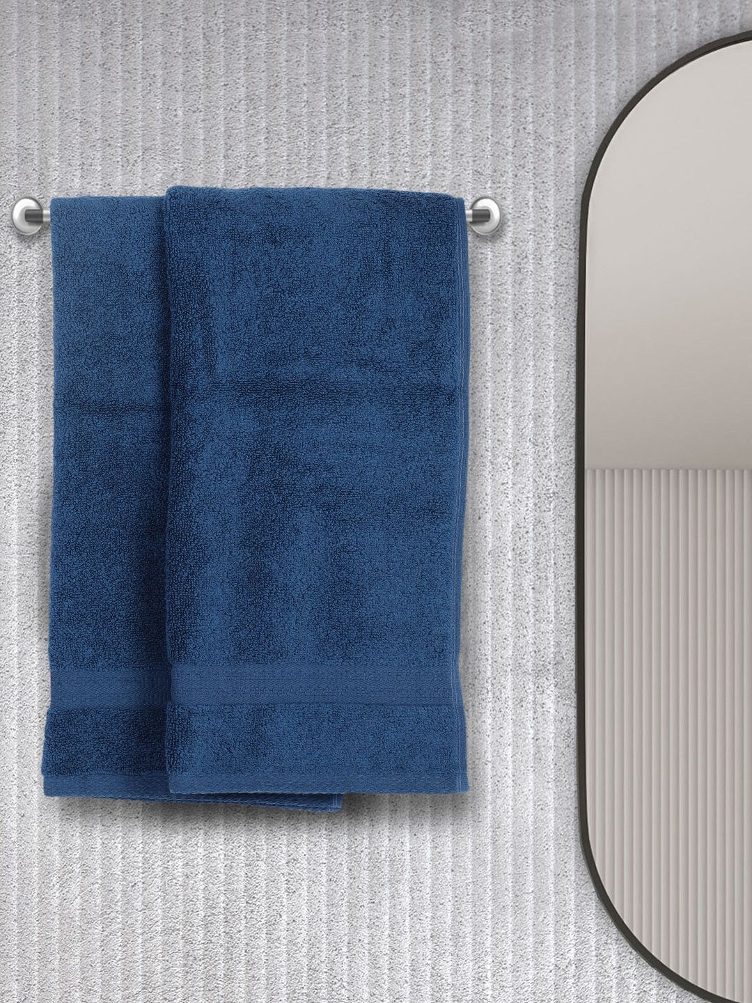 

BIANCA Set Of 2 Navy-Blue Solid 500GSM Cotton Hand Towels