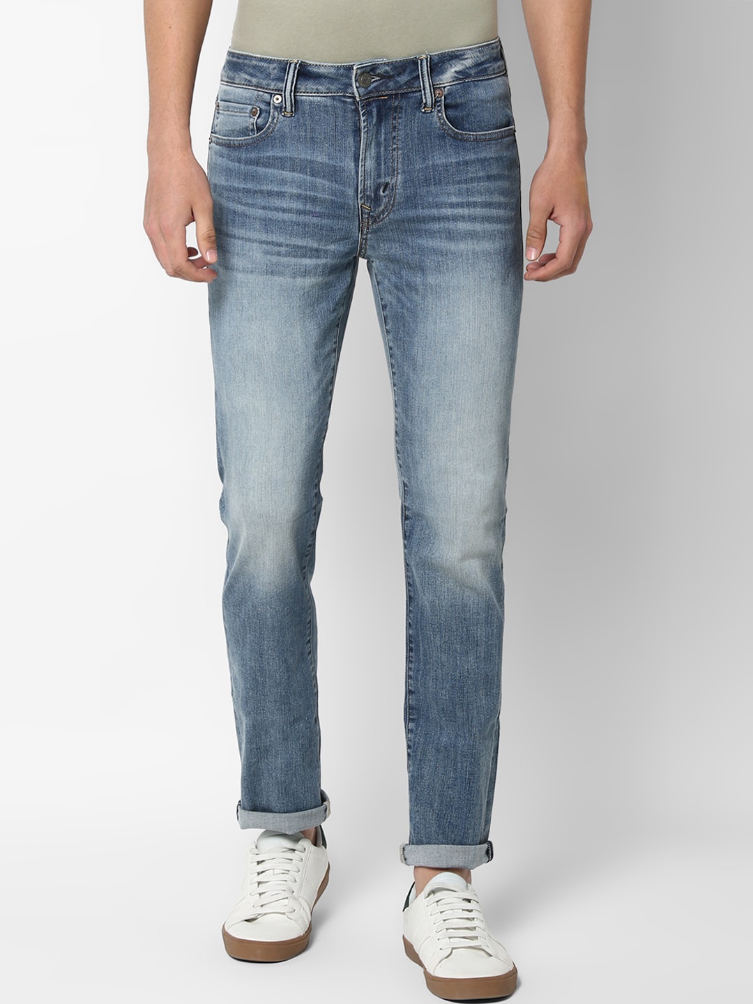 AMERICAN EAGLE OUTFITTERS Men Blue Slim Fit Clean Heavy Fade Jeans