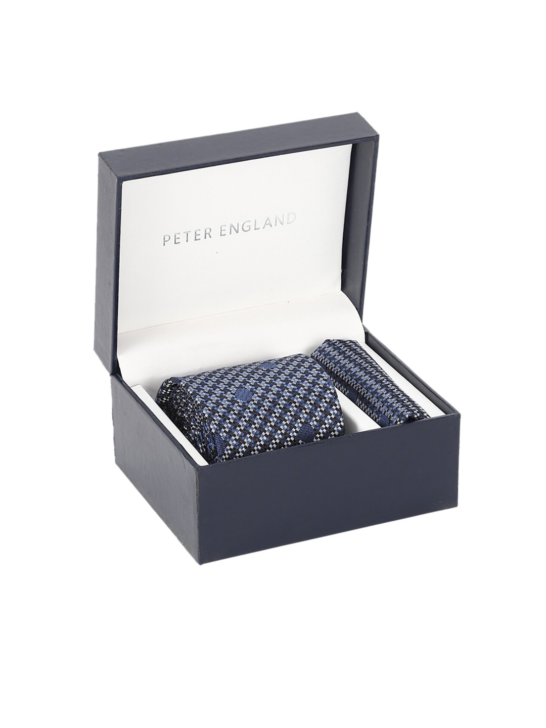 

Peter England Men Blue & White Woven-Design Accessory Gift Set