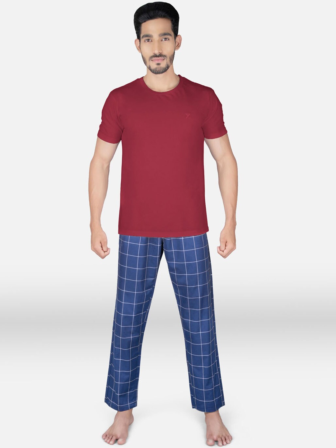 XYXX Men Red & Blue Night suit
