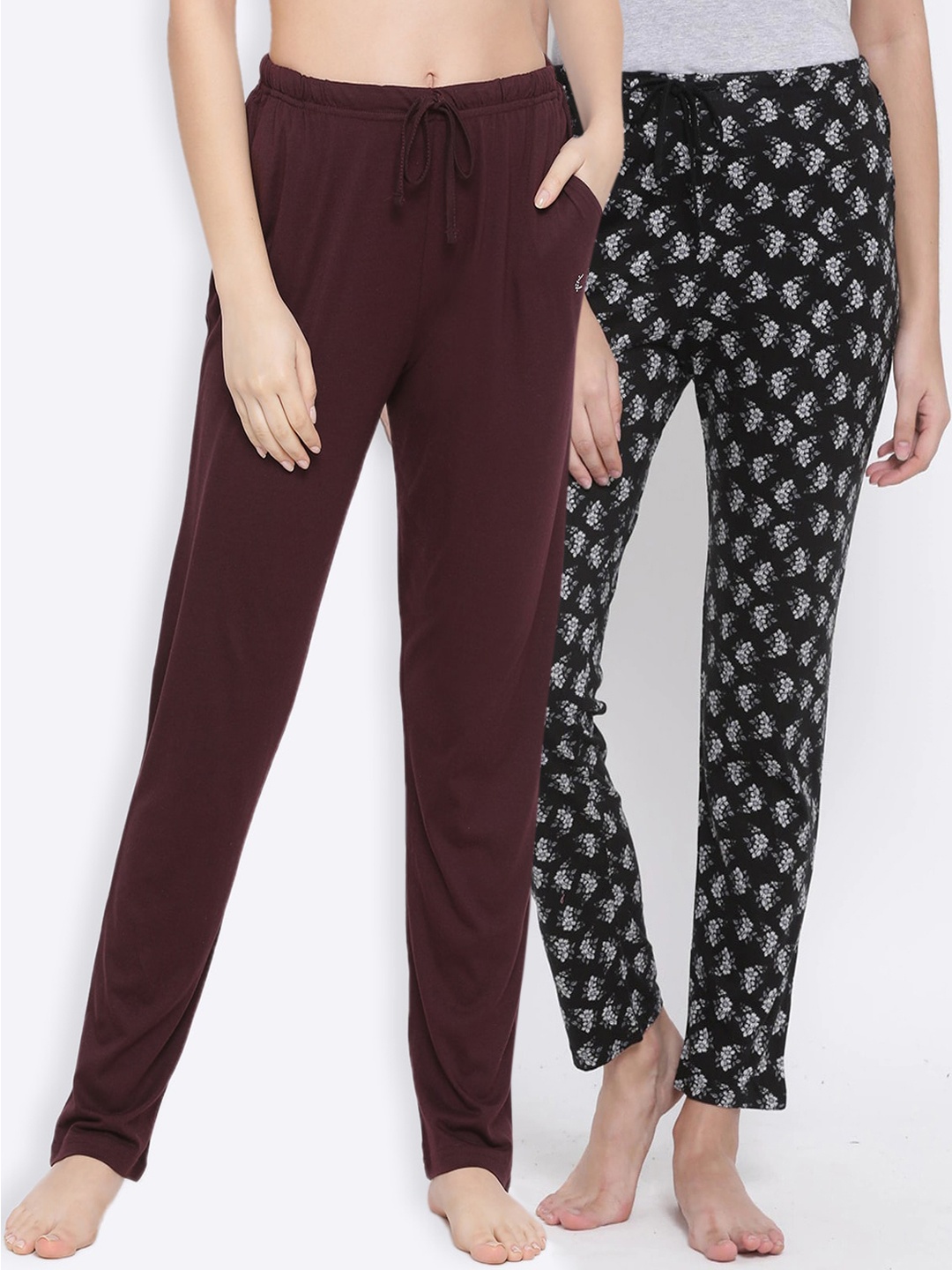 

Kanvin Women Pack Of 2 Pure Cotton Lounge Pants, Brown