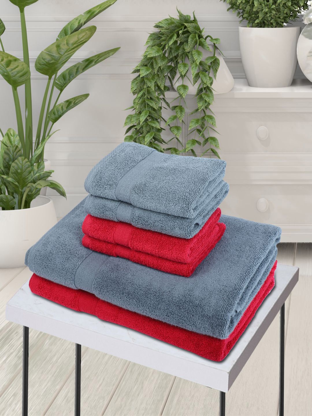 

BIANCA Set Of 6 Solid Zero-Twist 500 GSM Pure Cotton Ultra-Fluffy Towel Set, Grey