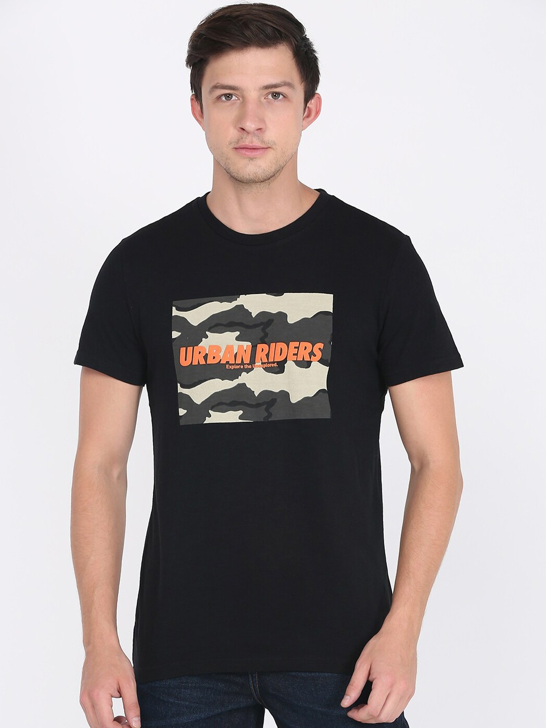 

Lee Men Black Camouflage Printed T-shirt