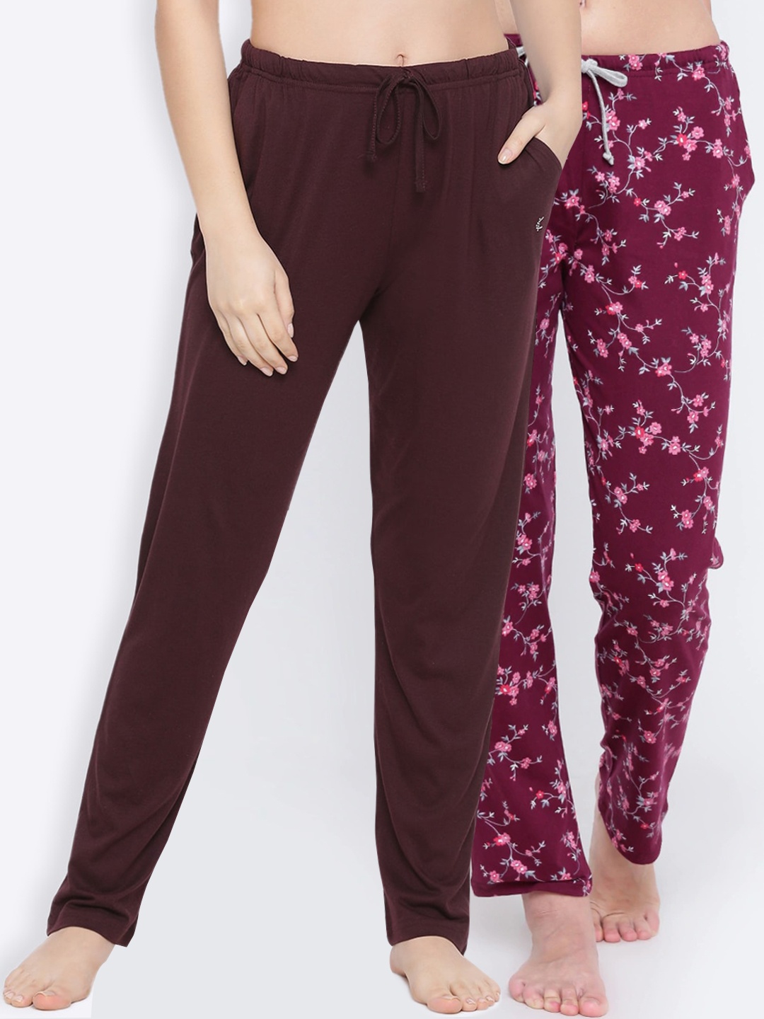 

Kanvin Women Pack Of 2 Pure Cotton Lounge Pants, Brown
