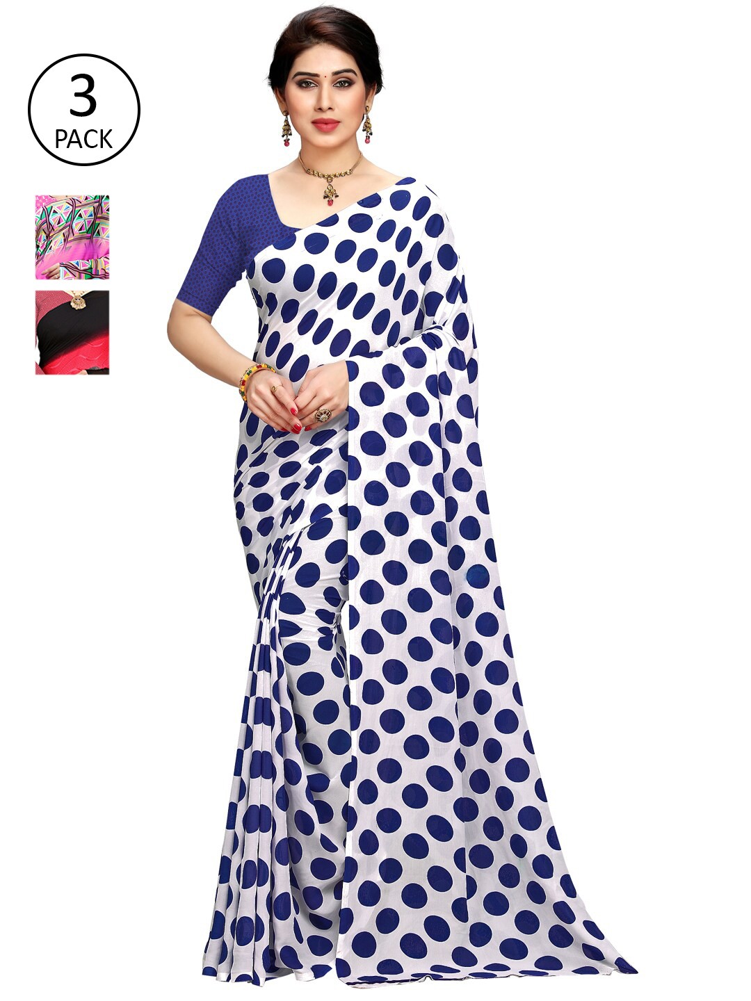 

KALINI Pack Of 3 Sarees, Pink