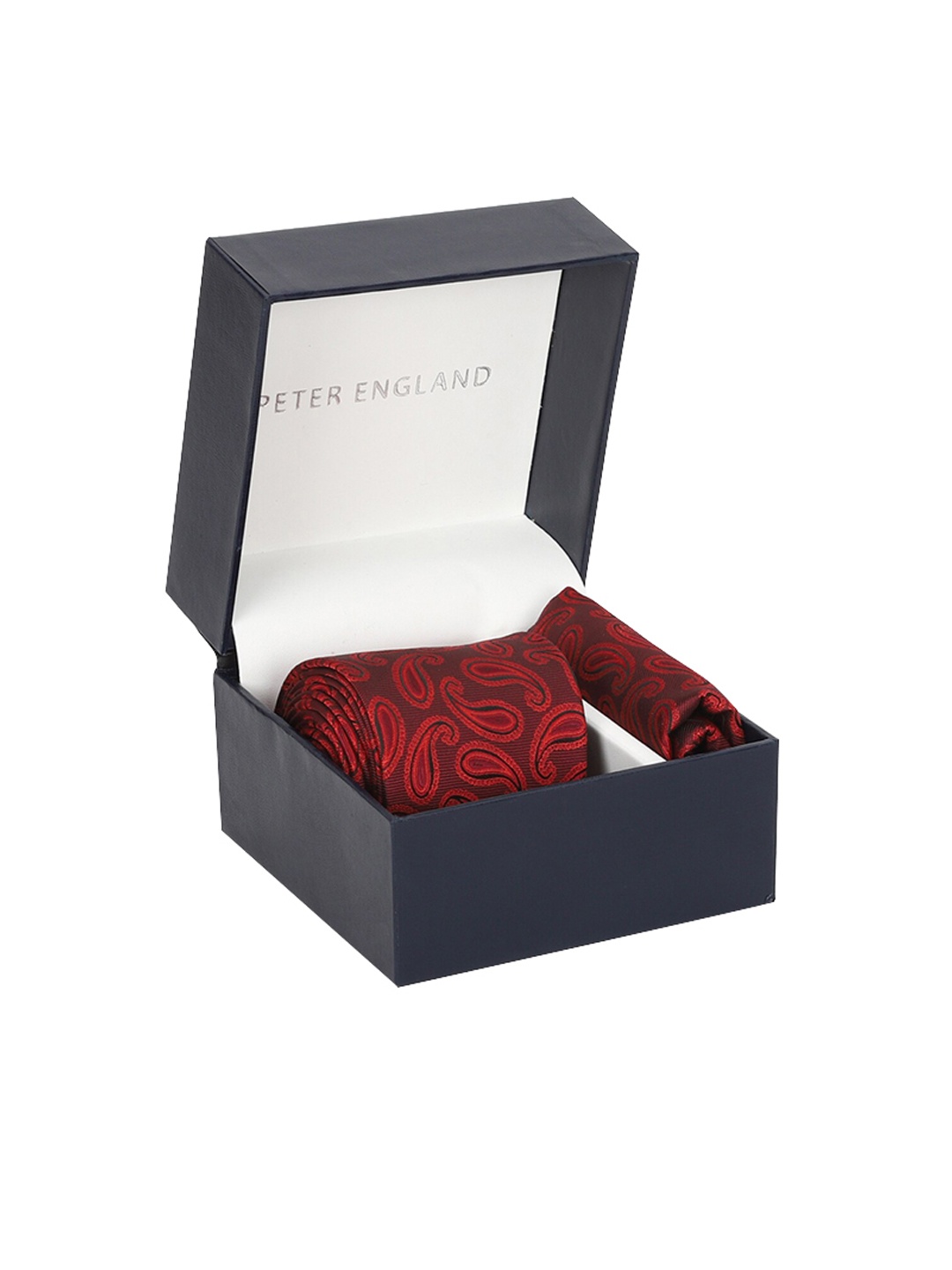 

Peter England Men Maroon & Black Woven-Design Accessory Gift Set
