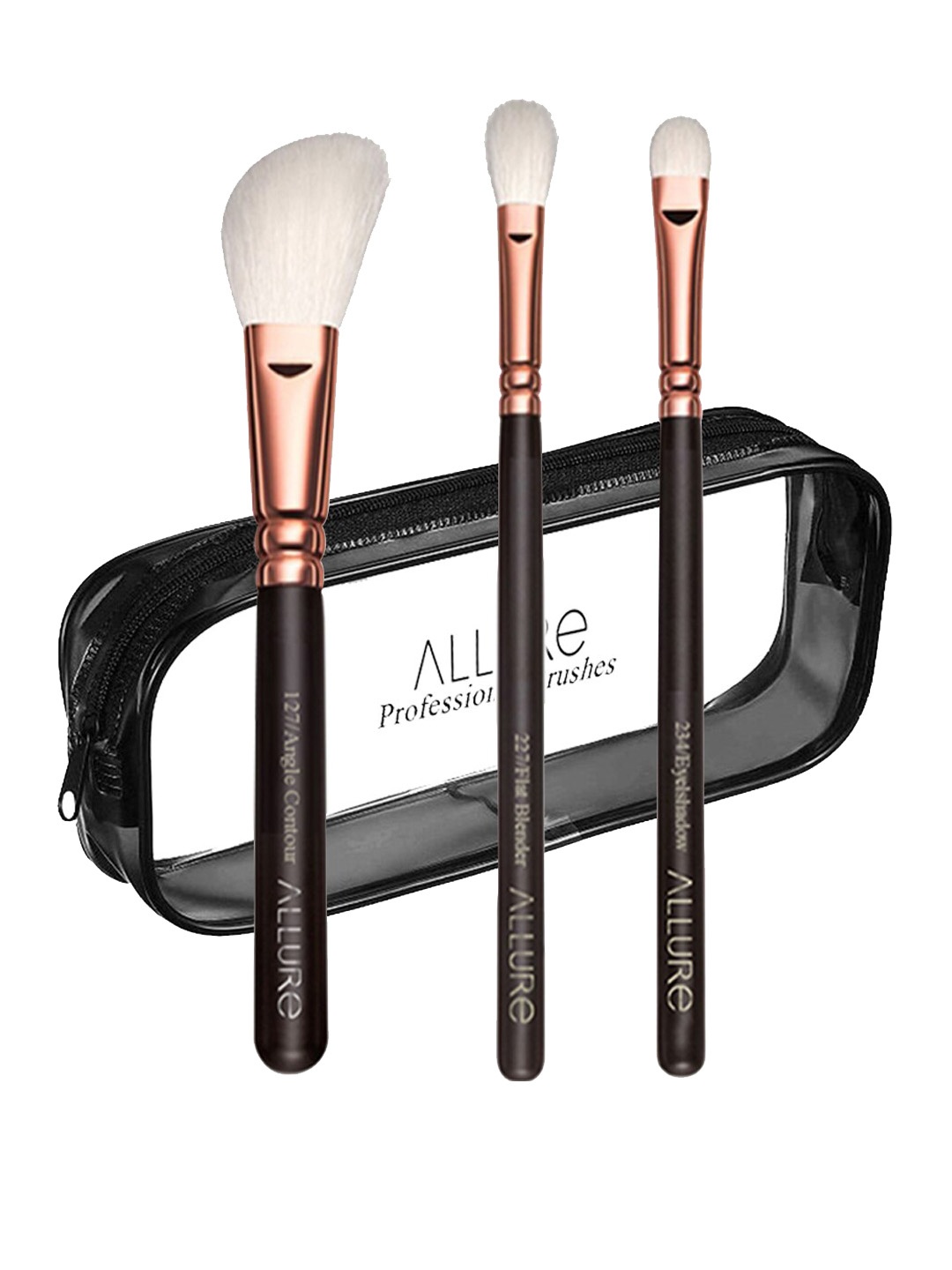 

ALLURE Essential Trio Brush Set With Travel Pouch, Rose gold