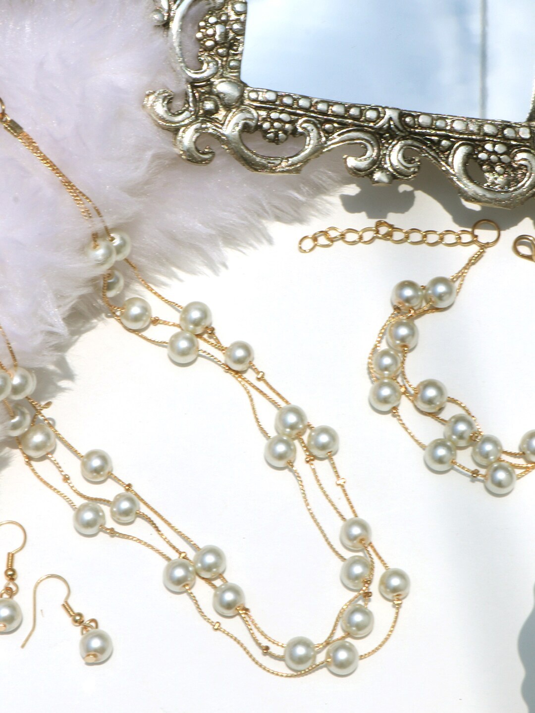 

JOKER & WITCH Gold-Plated White Pearl Beaded Jewellery Set